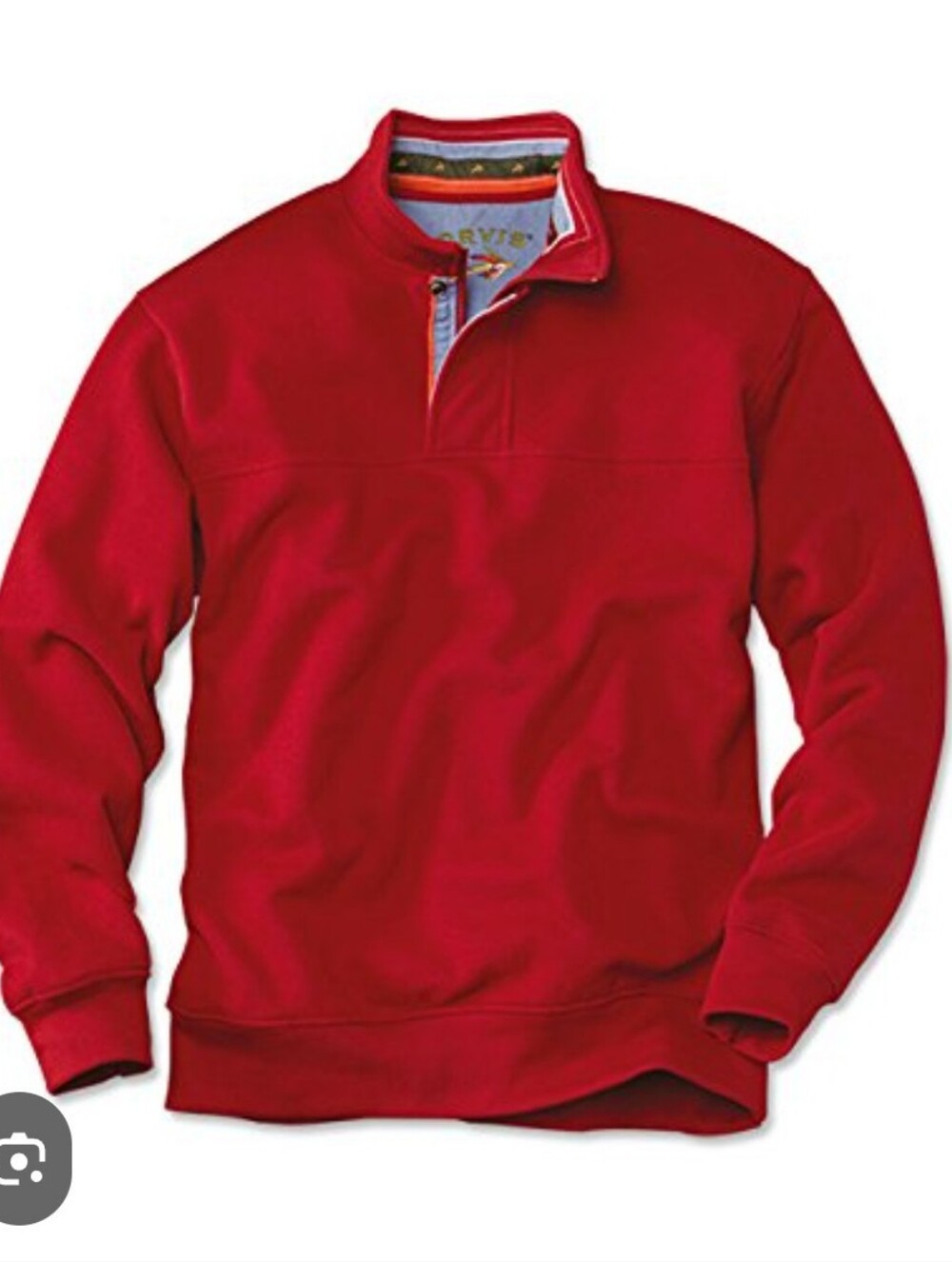 Orvis Red Half-Zip Sweatshirt with Contrast Placket